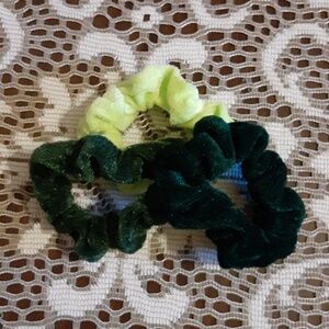 3 Shades of Green Scrunchies
